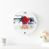 ハート及び聴診器 ラージ壁時計 (ホーム)
