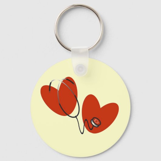 ハート及び聴診器Tシャツ及びギフト キーホルダー (正面)