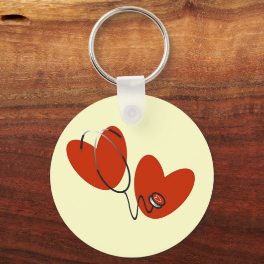 ハート及び聴診器Tシャツ及びギフト キーホルダー (正面)