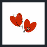 ハート及び聴診器Tシャツ及びギフト ポスター<br><div class="desc">赤いハートと聴診器を備えたナース専門のtシャツ素晴らし。RN、LPN、ERナース、医師、ER医師、心臓科医、その他の医療専門の医師やナース向け。</div>