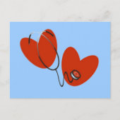 ハート及び聴診器Tシャツ及びギフト ポストカード (正面)