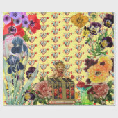 ハート及び花束紙 ラッピングペーパー (フラット)