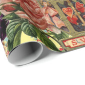 ハート及び花束紙 ラッピングペーパー (ロールコーナー)