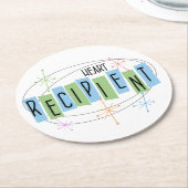 ハート受信者レトロスタイル ラウンドペーパーコースター (アングル)