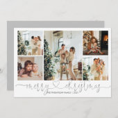 ハート台本シルバーグレーメリークリスマス5枚写真 シーズンカード (正面/裏面)