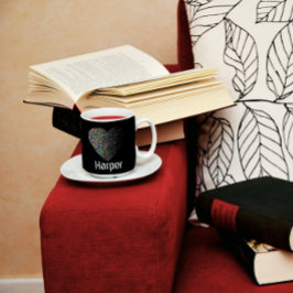 ハート名スタイリッシュ黒2トーンコーヒーマグ ツートーンマグカップ