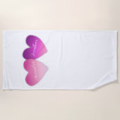 ハート名パーソナライズされた付 ビーチタオル (正面)