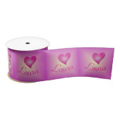 ハート名ピンクパーソナライズされた サテンリボン (リール)