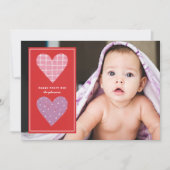 ハート図解入りの、写真付きのバレンタイン シーズンカード (正面)