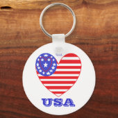 ハート国旗USA キーホルダー (正面)
