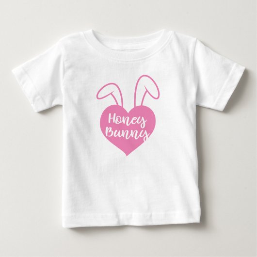 ハート型うさぎ ピンク ベビーTシャツ (正面)