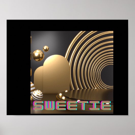 ハート型にプリントされたSweetie Textの名前 ポスター (正面)