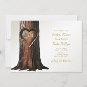 ハート型に彫られた木の根元　素朴なデザインのウェディング招待状 招待状 (正面)