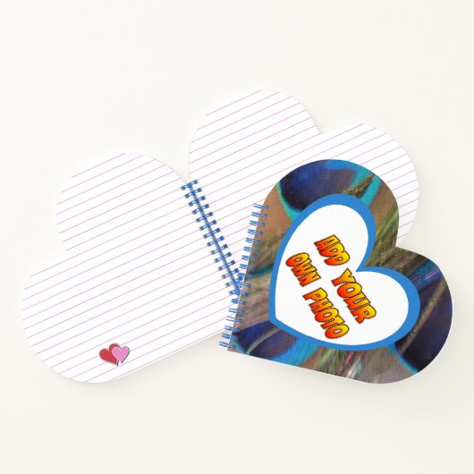 ハート型のお客様フォトピーコック羽毛ノートブック ノートブック (内部)