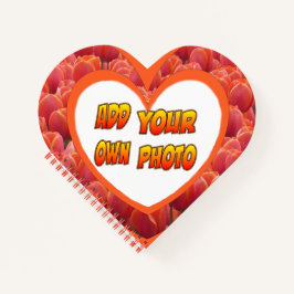 ハート型のお客様フォトレッドチューリップノートブック ノートブック