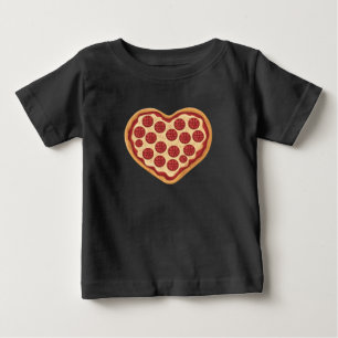 ハート型のかわいいピザ バレンタインデー ベビーTシャツ