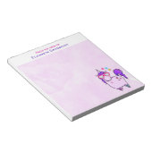 ハート型のかわいい一角獣(ユニコーン) ノートパッド (アングル)