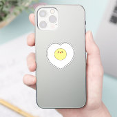 ハート型のかわいい卵のビニールステッカー シール (スマートフォン)
