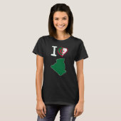 ハート型のアルジェリア アルジェリア国旗 愛してる Tシャツ (正面フル)