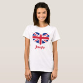 ハート型のイギリス国旗 |パーソナライズされた | Tシャツ (正面フル)