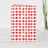 ハート型のイチゴ 赤と白のストライプ 誕生日 カード (裏面)