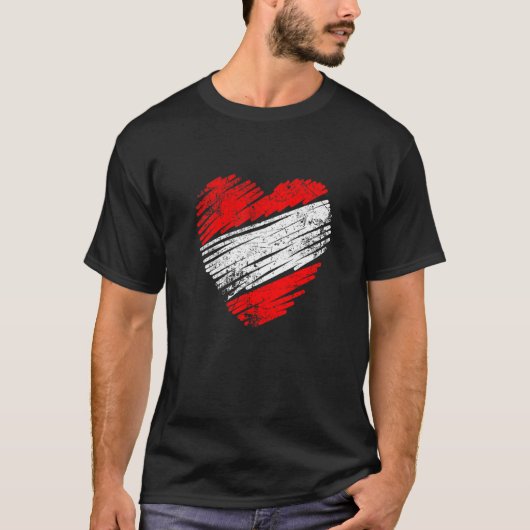 ハート型のオーストリアの国旗は素晴らしいアイデア Tシャツ (正面)