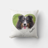 ハート型のカスタムペット写真＆オリジナルテキスト クッション (正面)