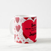 ハート型のカスタムメッセージバレンタイン コーヒーマグカップ (正面左)