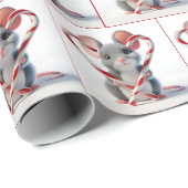 ハート型のキャンディーケーンのネズミ ラッピングペーパー (ロールコーナー)