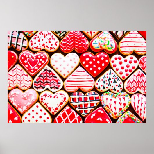 ハート型のクッキーはバレンタインデー用にアイシング ポスター (正面)