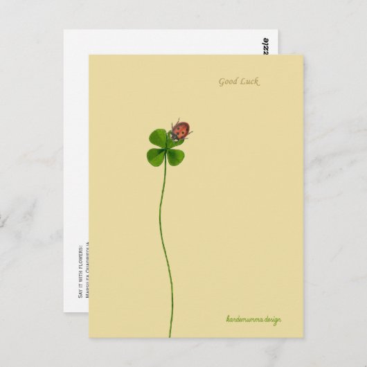 ハート型のクローバーとてんとう虫 - 幸運 ポストカード (正面/裏面)