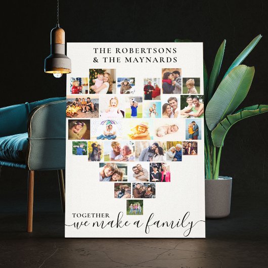 ハート型のコラージュを一緒にパーソナライズされた キャンバスプリント