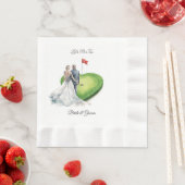 ハート型のゴルフ旗を胸に結婚式 縁ありランチョンナプキン (インサイチュ)