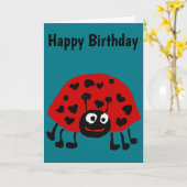 ハート型のスポット漫画を描いたかわいいラディバグ カード (黄色い花)