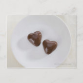 ハート型のチョコレートキャンディーをプレート ポストカード (正面)