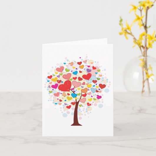 ハート型のノート葉カード付き木 カード (黄色い花)