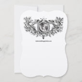 ハート型のバラの飾り枠 & 戯れる天使のカップル 招待状 (裏面)