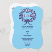 ハート型のバラの飾り枠 & 戯れる天使のカップル 招待状 (正面/裏面)