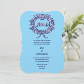 ハート型のバラの飾り枠 & 戯れる天使のカップル 招待状 (スタンド正面)