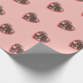 ハート型のバレンタインのチョコレートキャンディデザイン ラッピングペーパー (角)