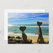 ハート型のビーチロック 案内ポストカード (正面/裏面)