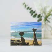 ハート型のビーチロック 案内ポストカード (スタンド正面)