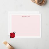 ハート型のピンクの女の子の個人用ステーショナリー ノートカード (正面/裏面インサイチュ)