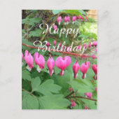 ハート型のピンクの花の写真 誕生日 ポストカード (正面)