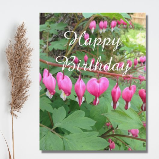 ハート型のピンクの花の写真 誕生日 ポストカード
