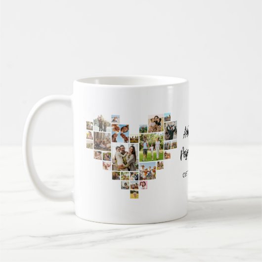 ハート型のフォトコラージュを作成する コーヒーマグカップ (左)