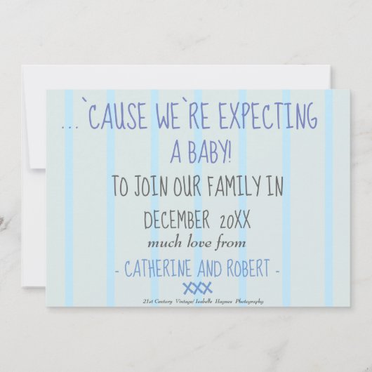 ハート型のベビーシューズ妊娠発表 案内状 (裏面)