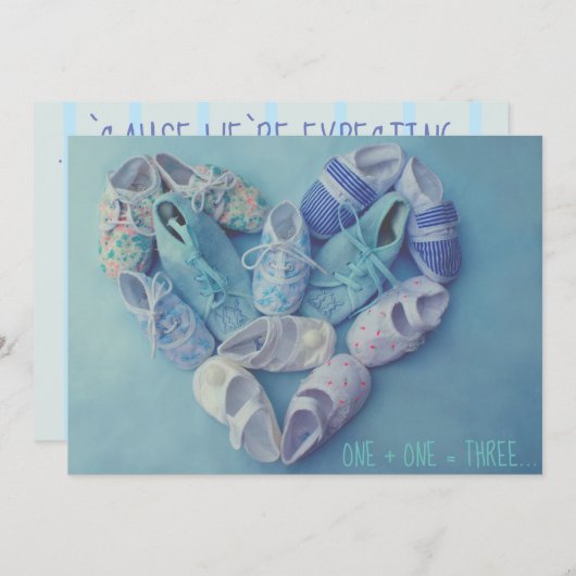 ハート型のベビーシューズ妊娠発表 案内状 (正面/裏面)