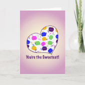 ハート型のマカロンとコンフェッティのバレンタインカード カード (正面)