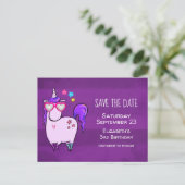 ハート型のメガネをかけたかわいいユニコーン|過去記事 インビテーションポストカード (スタンド正面)